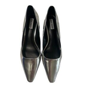 Steve Madden Nathalia 12M Metallic Silver Heels Pump Pointed Toes Slip On Shoes